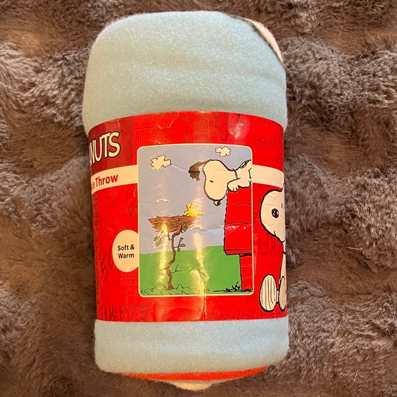 Peanuts Other - Peanuts Snoopy and Woodstock Light Blue Fleece Blanket